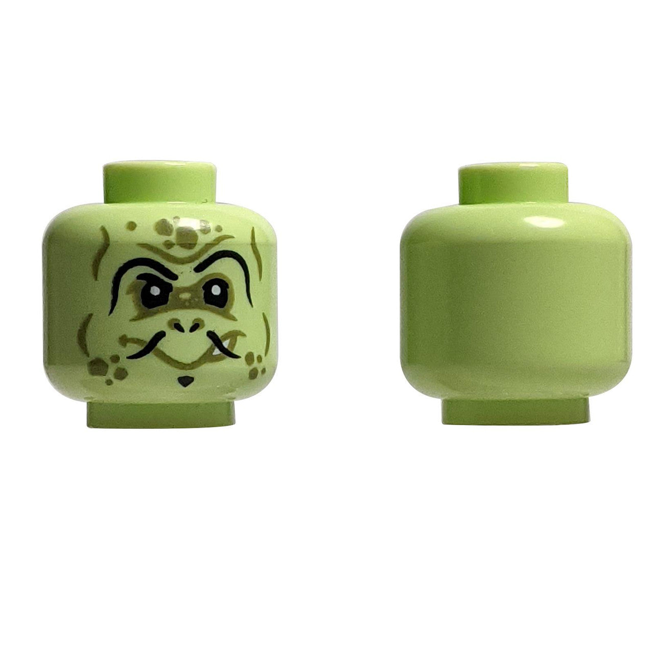 LEGO Parte Testa di Alieno - Baffi Fu Manchu - Verde Giallastro - Vista Ravvicinata.