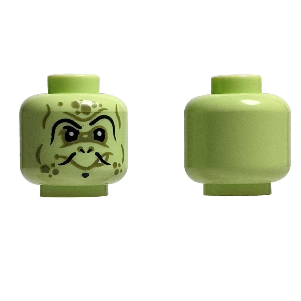 LEGO Parte Testa di Alieno - Baffi Fu Manchu - Verde Giallastro - Vista Ravvicinata.