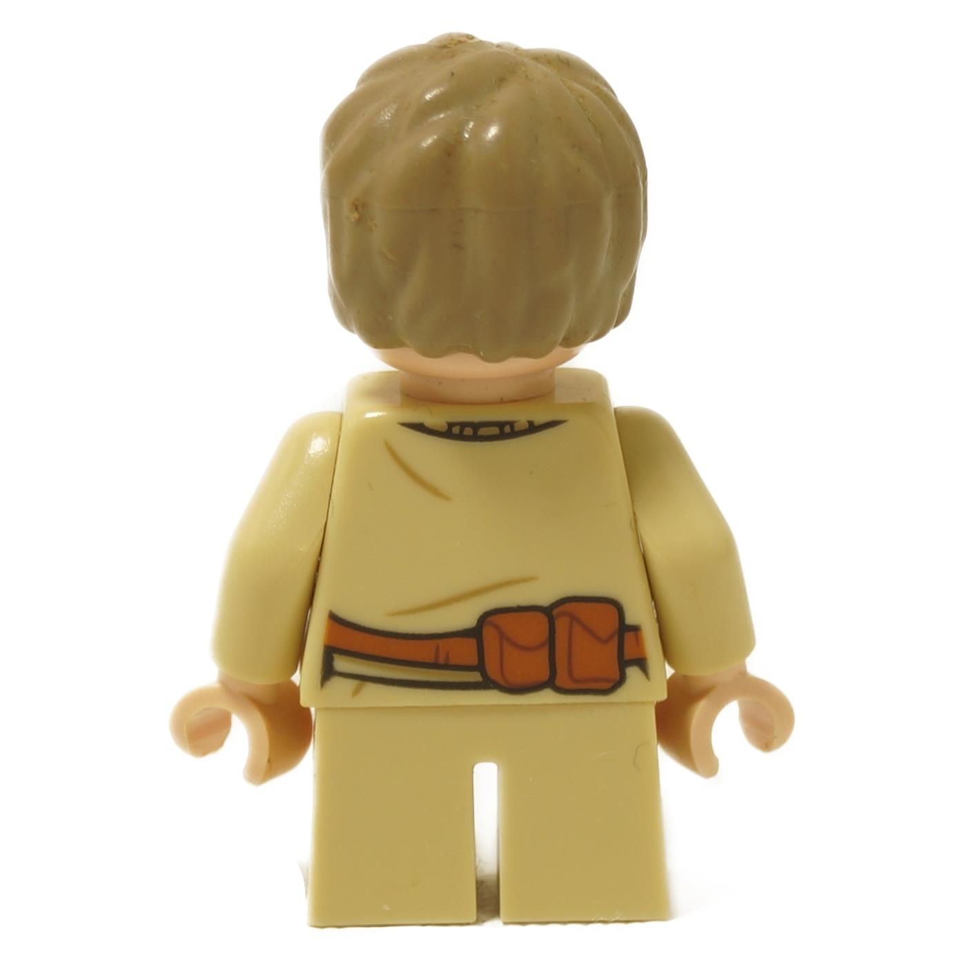 LEGO Anakin Skywalker minifigure, back view, tan outfit, brown belt