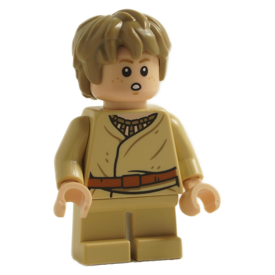 LEGO Anakin Skywalker minifigure, short legs, tan tunic, front view