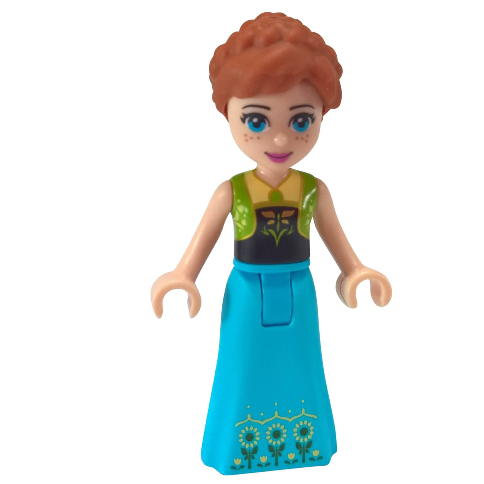LEGO Anna minifigure dp019 lime vest azure dress Disney.