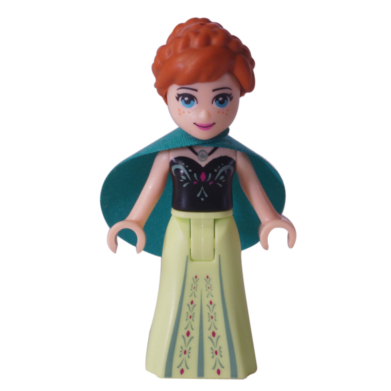 LEGO Anna minifigure dp033 yellowish green dress cape Disney