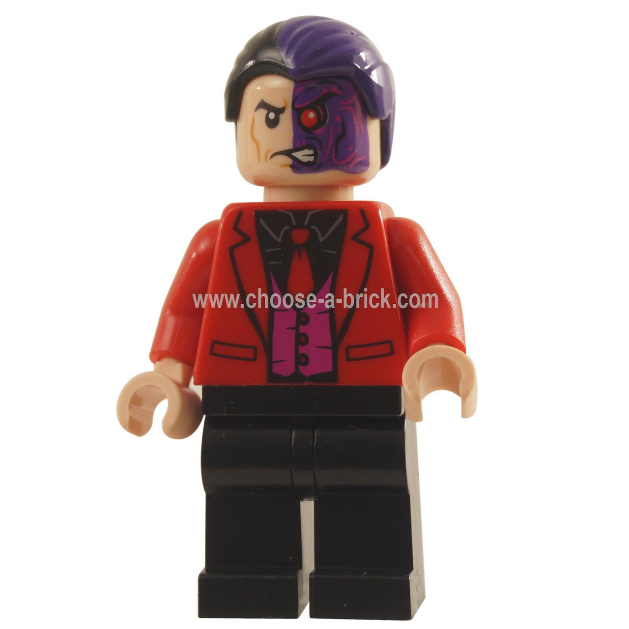LEGO ミニフィギュア - トゥーフェイス - ブラック シャツ、レッド ネクタイとジャケット