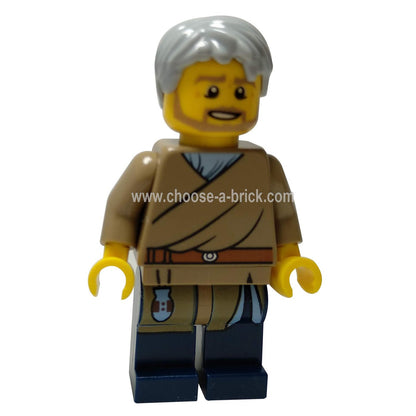 LEGO Runde minifigure njo0443 with grey hair and tan robes.