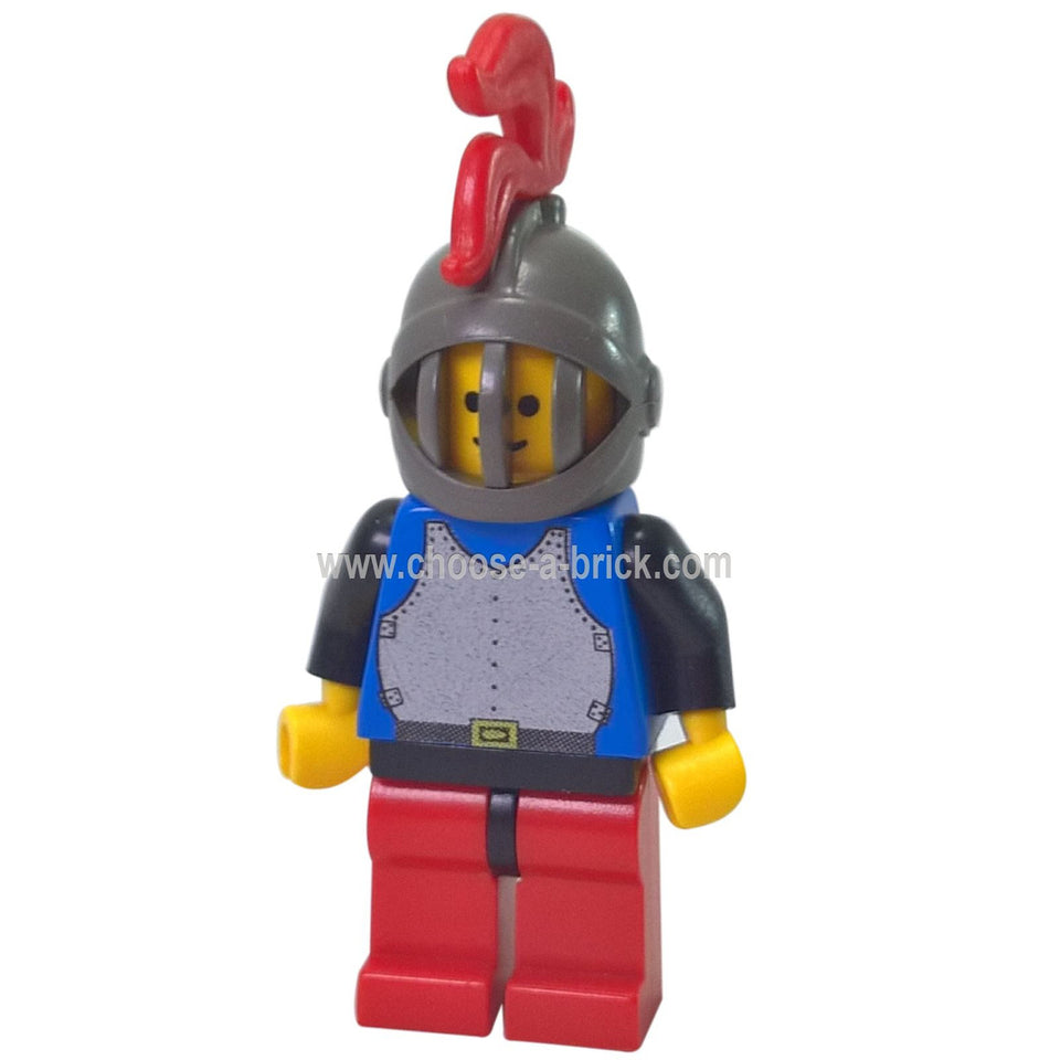 Placa de Pecho LEGO Minifigura - Azul con brazos Negro, piernas Rojo con caderas Negro, casco rejilla Gris Oscuro, pluma Rojo - cas185, primera vista.