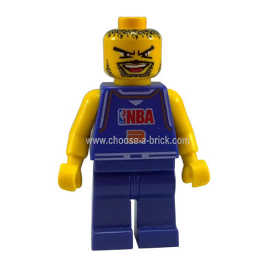 LEGO NBA player nba027a in blue number 3 jersey with non-spring legs.