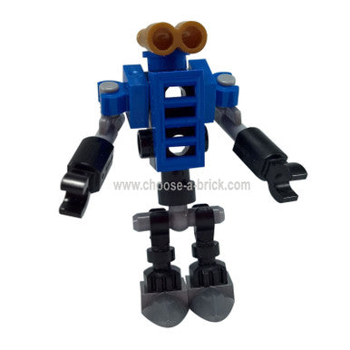 Blue and black LEGO Mini Robot njo130 with binocular eyes.