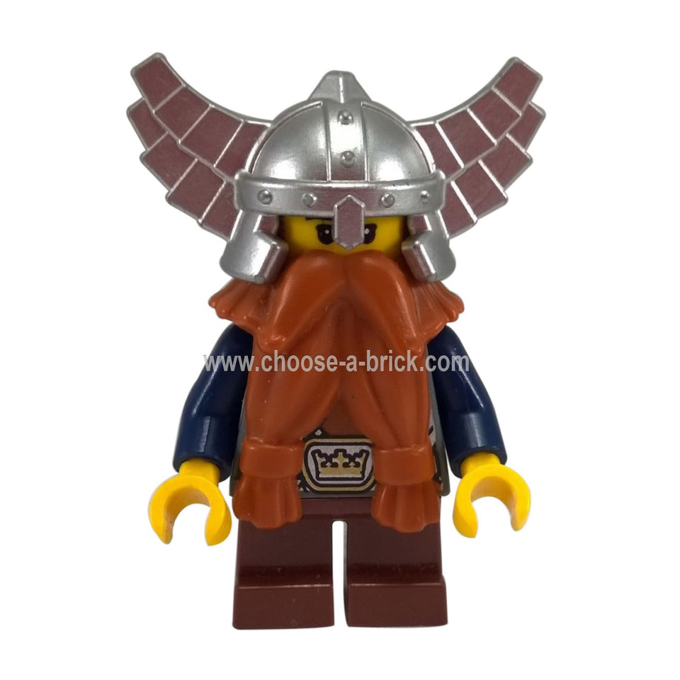LEGO Minifigura Enano Naranja Oscuro Barba - minifigura LEGO del set 7040 - cas373, primera vista.