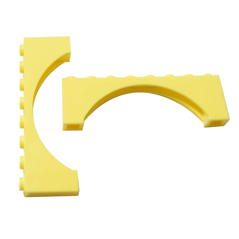 LEGO raised arch brick 1 x 8 x 2 part 16577 bright light yellow wide curved piece