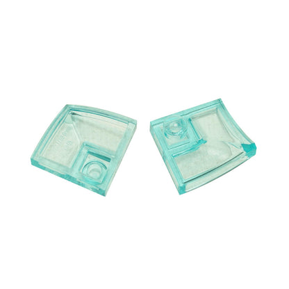 LEGO Arch 2 x 2 Inverted Corner, Trans-Light Blue, top and bottom views