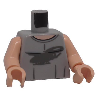 LEGO light bluish gray minifigure torso 973pb4956c01 front with helicopter silhouette