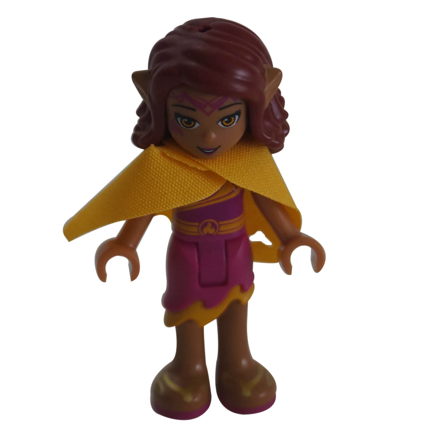 LEGO Elves Azari Firedancer magenta dress yellow cape mini doll elf007 front view
