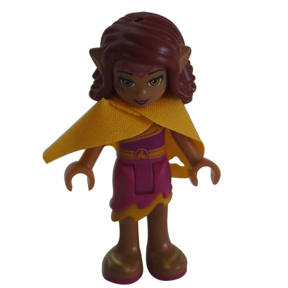 LEGO Elves Azari Firedancer magenta dress yellow cape mini doll elf007 front view
