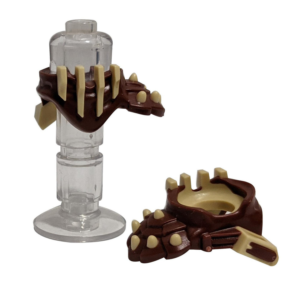 Minifigure Armor: Spiked Shoulder Pad, Face Bars & Scabbard (Reddish Brown)