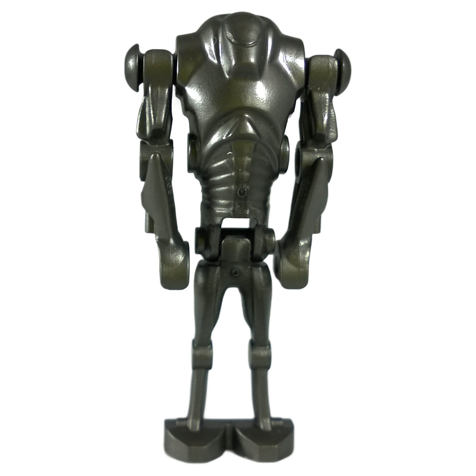 LEGO B2 Super Battle Droid minifigure in pearl dark gray – showcasing armored spine and structure.