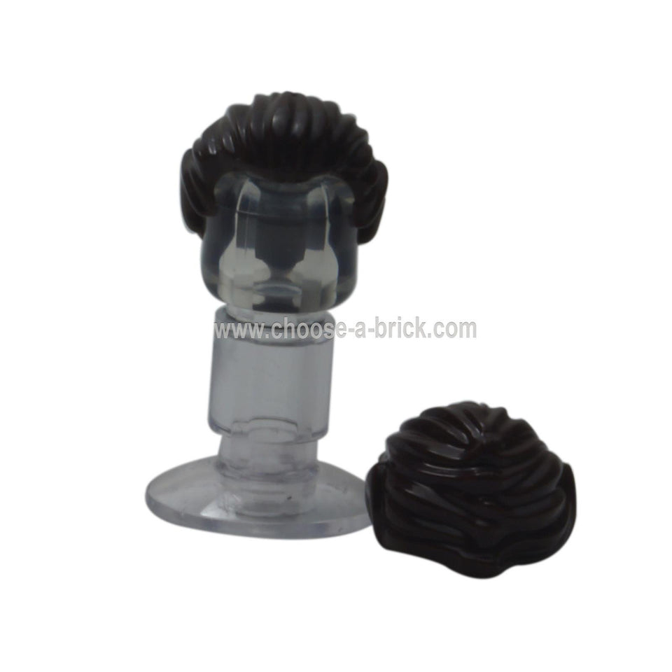 Peças LEGO - Marrom Escuro Minifigura, Cabelo Para Trás com Padrão de Orelhas Pontiagudas Marrom Avermelhado