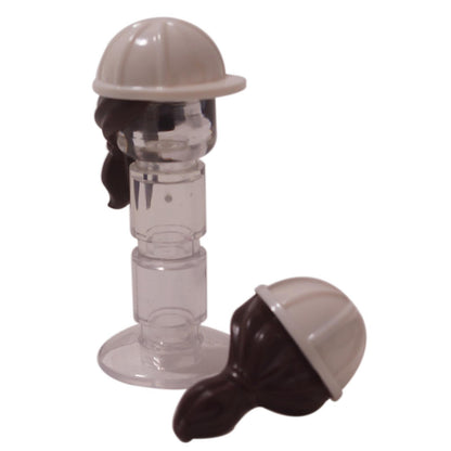 Minifigure, Headgear Helmet Construction with Molded Dark Brown Ponytail Hair Pattern