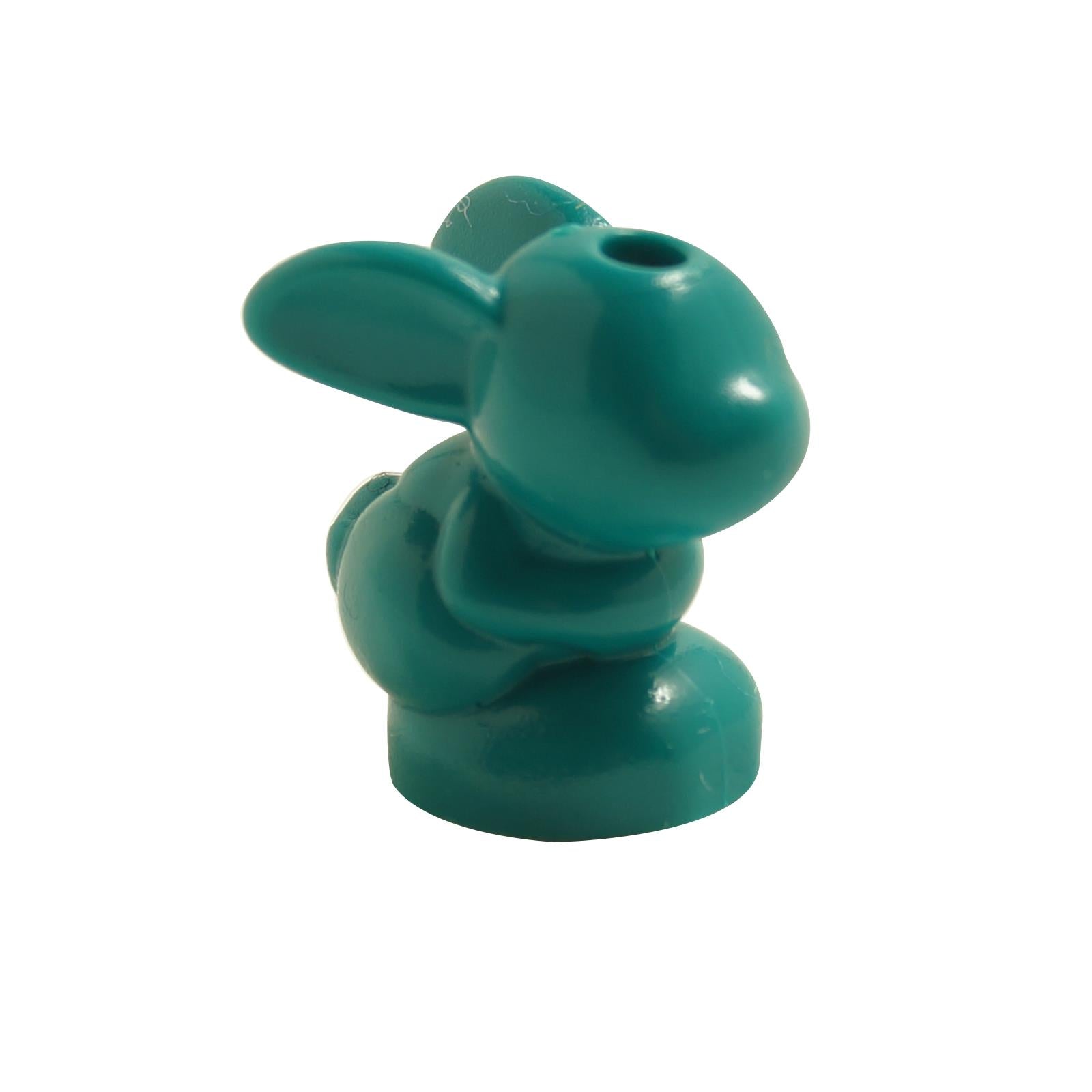 LEGO baby bunny, dark turquoise, sitting, no face print, side view