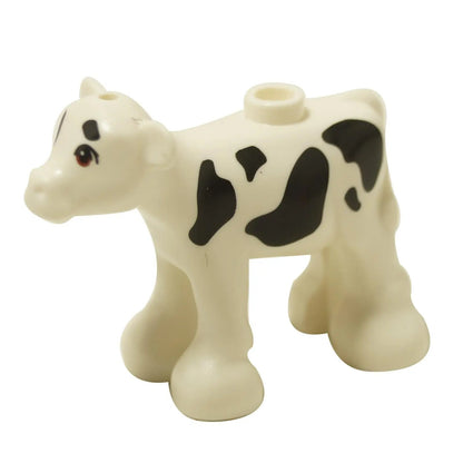 LEGO Friends Baby Cow Calf, side view, cream with black spots