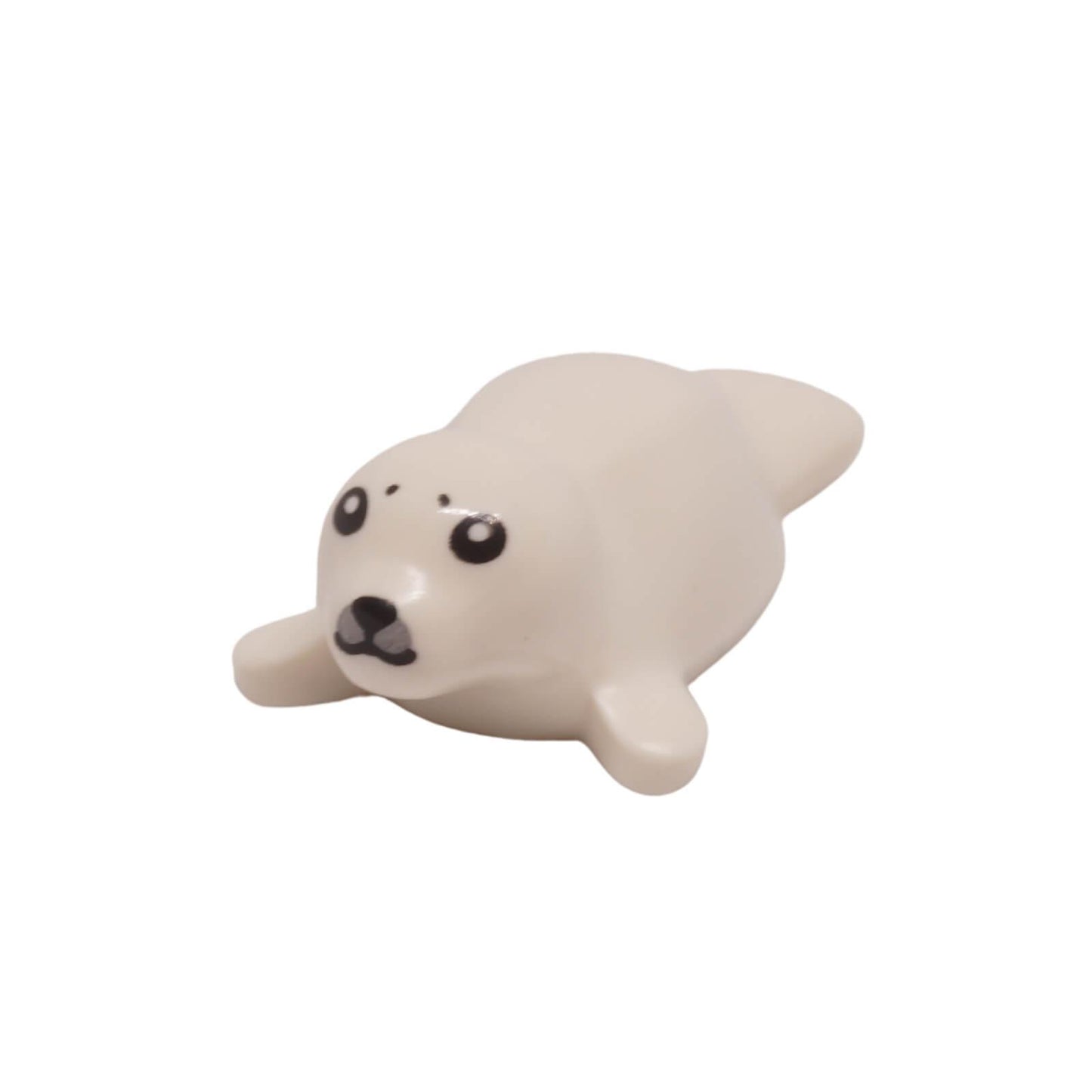 LEGO white baby seal figure with light bluish gray muzzle and printed black eyes (Part 3399pb01).