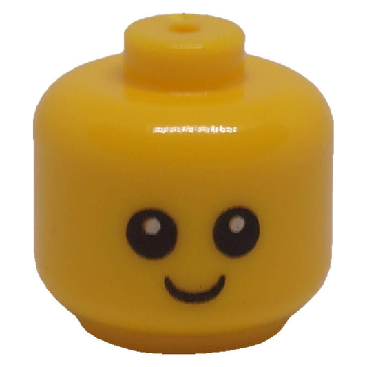 LEGO® yellow baby toddler minifigure head 33464pb01 with black eyes and smile