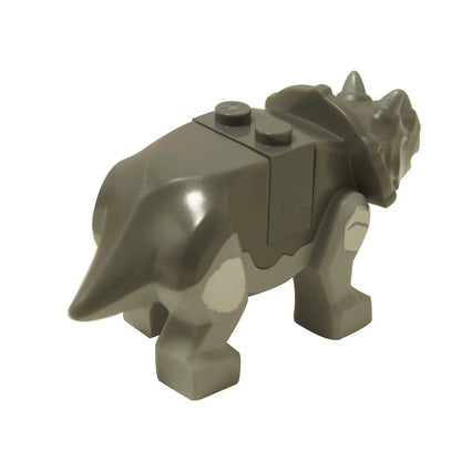 LEGO Baby Triceratops, gris azulado oscuro, vista trasera con cola