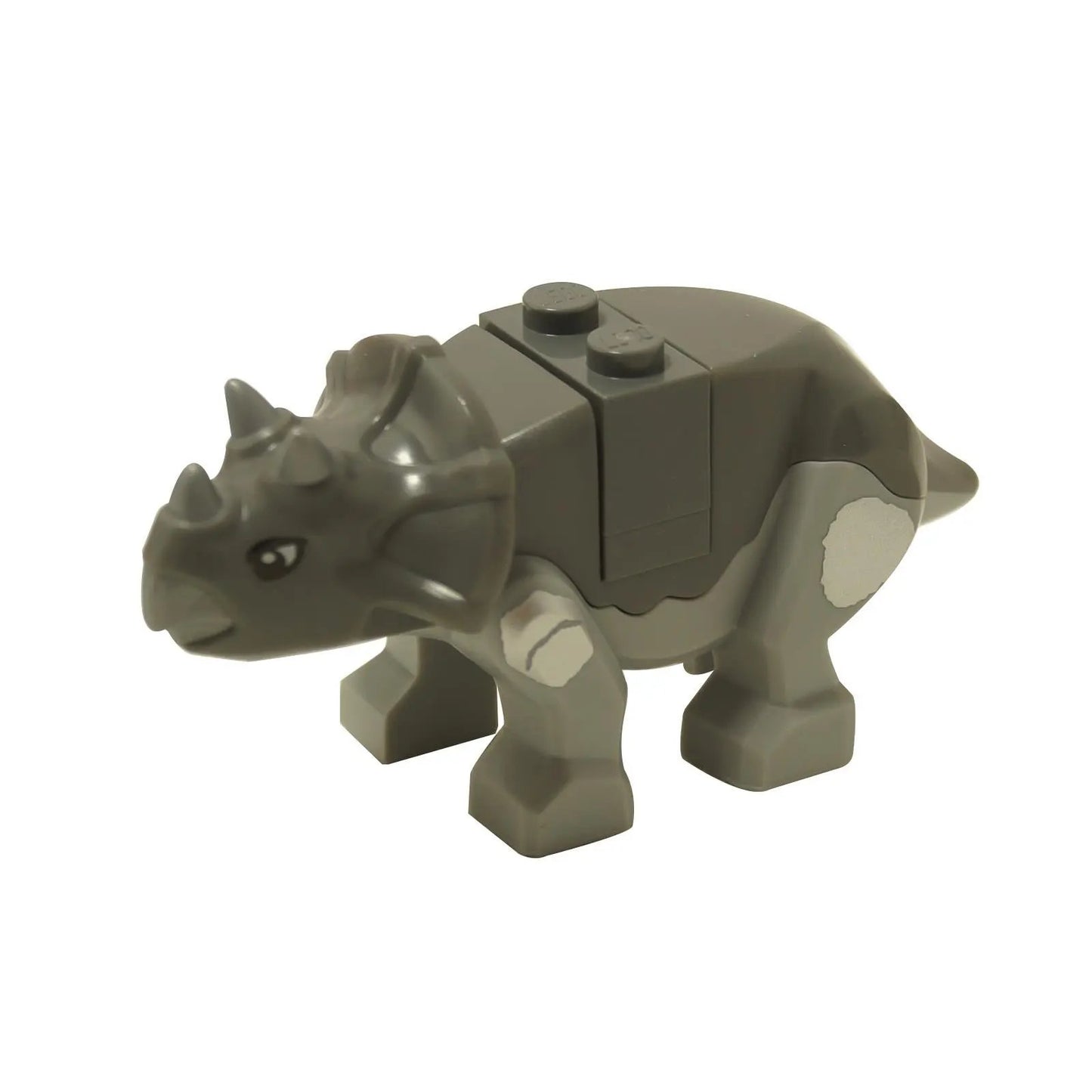 LEGO Baby Triceratops, gris oscuro, cuernos plateados, vista lateral
