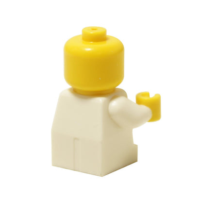 LEGO baby minifigure, white body, yellow head, rear view