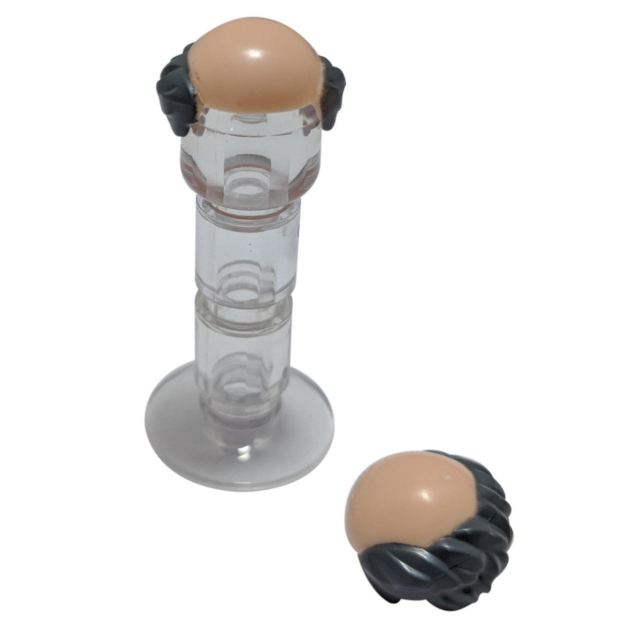 LEGO® bald minifigure hair 12893pb02 with dark bluish gray side hair