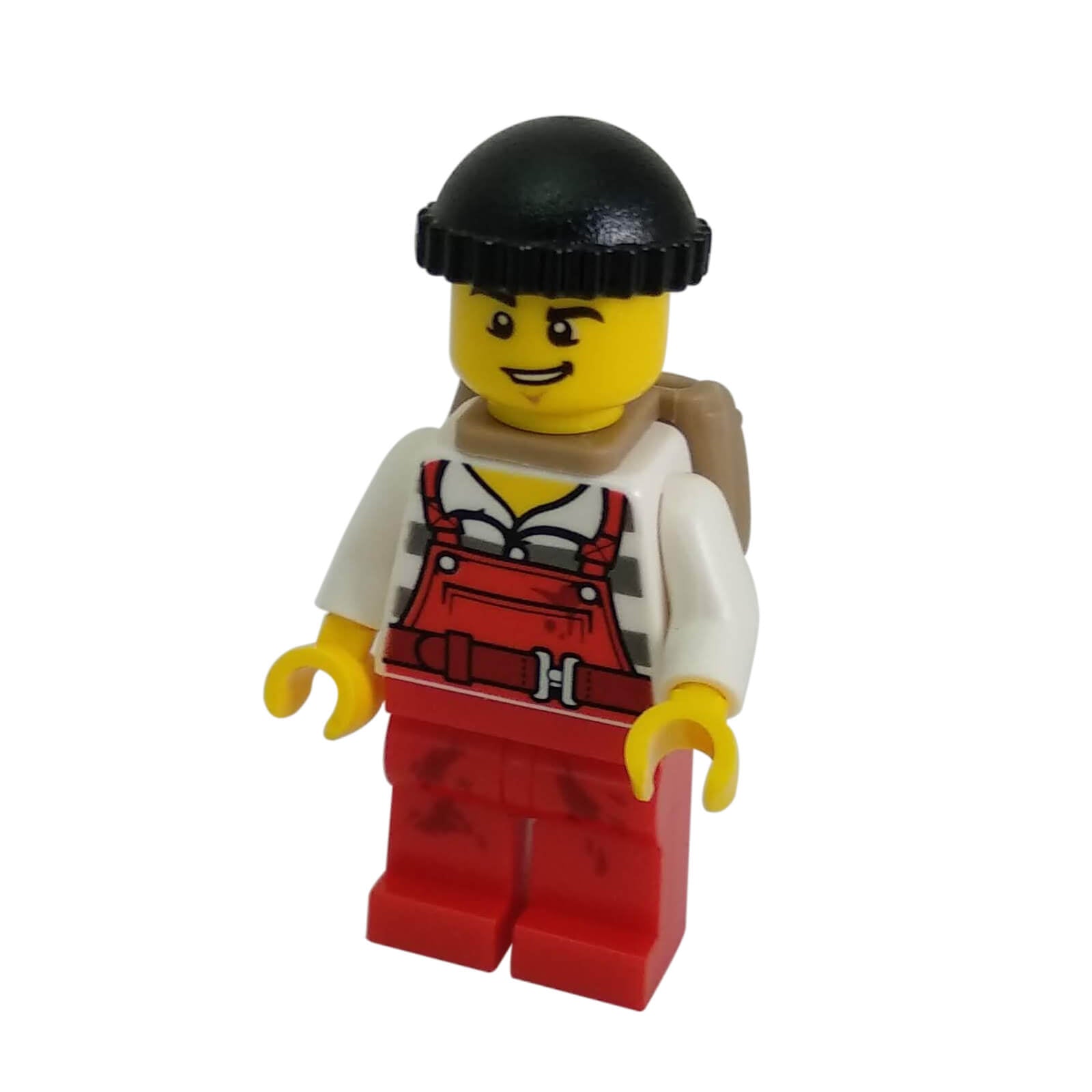 LEGO bandit male minifigure red overalls black knit cap backpack cty0746
