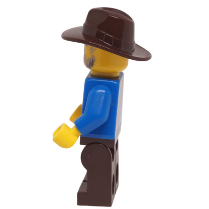 LEGO Bandit Minifigure bdp231 with blue coat and dark brown fedora side profile