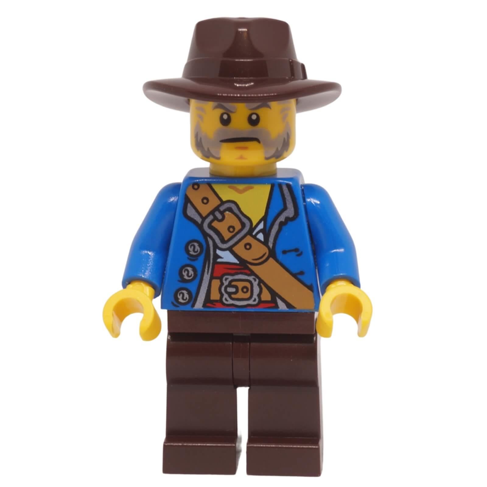 LEGO Bandit Minifigure bdp231 with blue coat and dark brown fedora