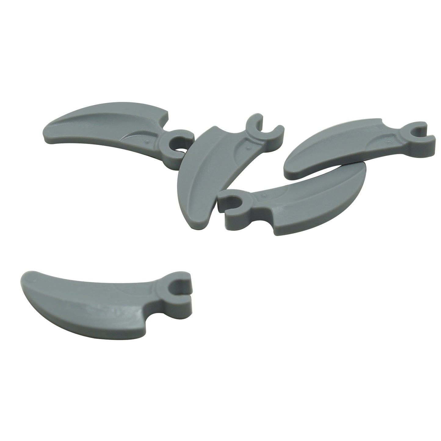Light Bluish Gray LEGO large barb claw horn elements with clips, multiple views