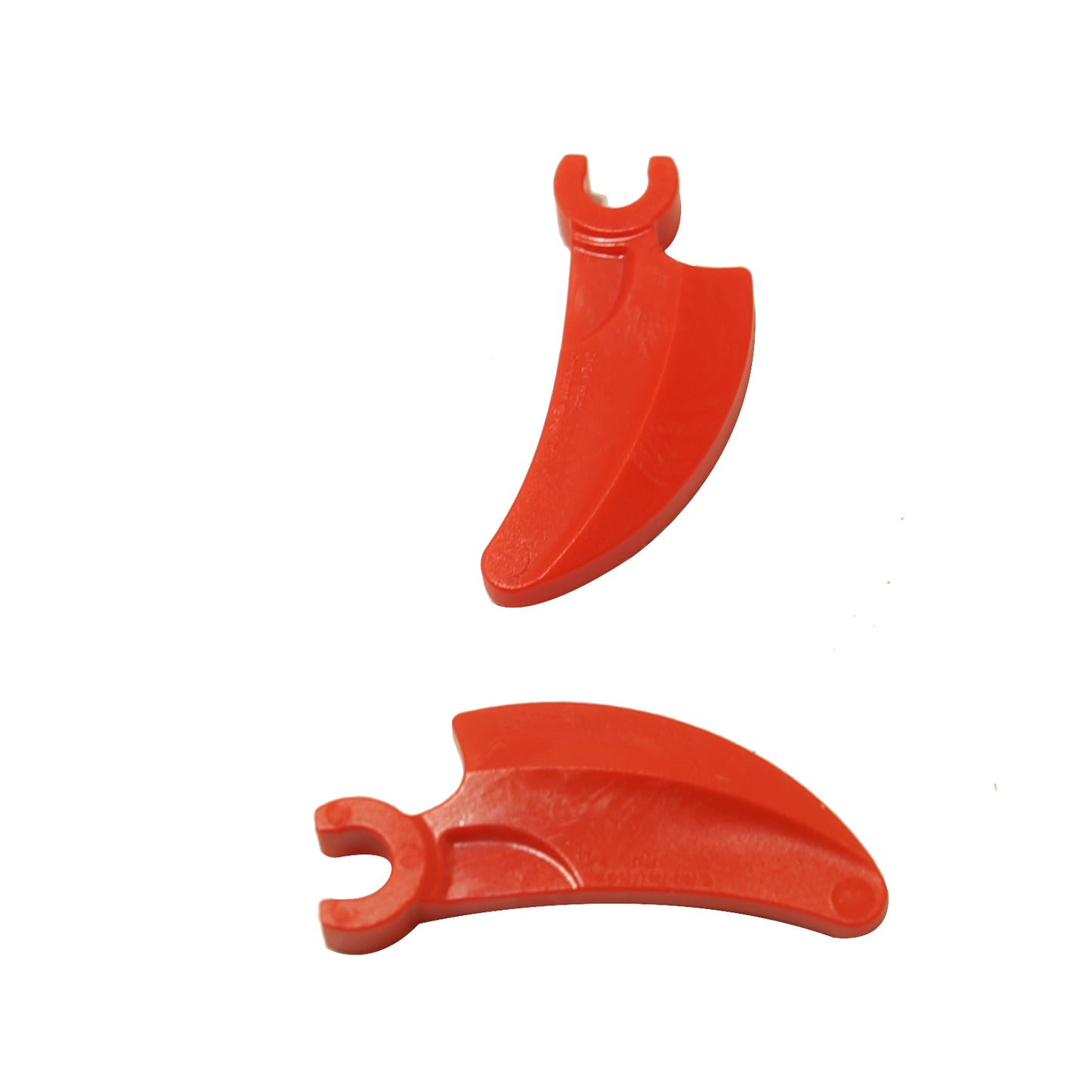 Red LEGO Barb Claw Horn with Clip, two different angles