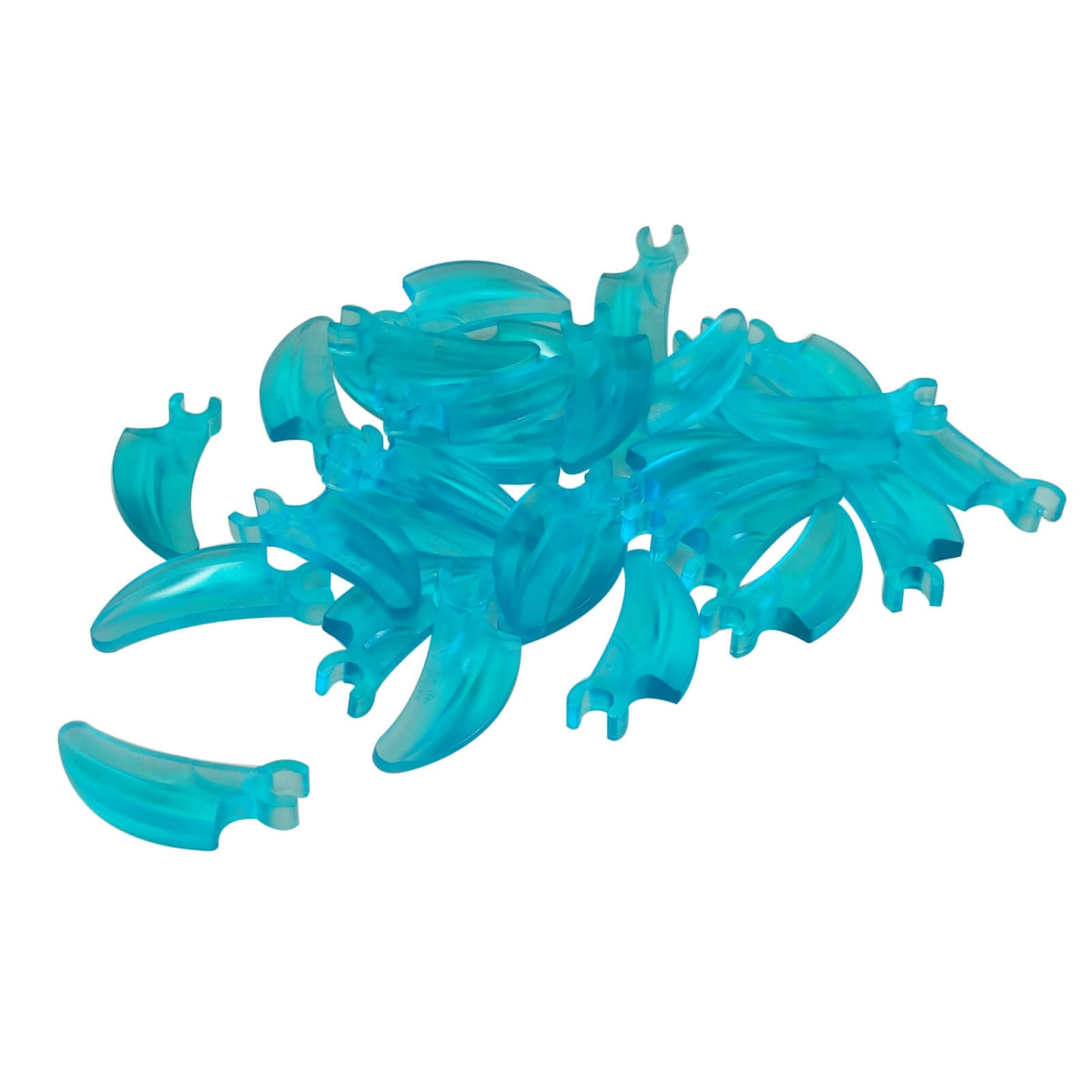 LEGO Barb Claw Horn with Clip, trans-light blue, pile of parts