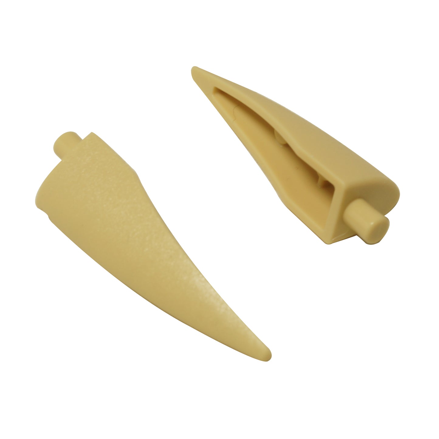 LEGO Tan Barb / Claw / Horn (11089), top and bottom views