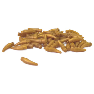 LEGO® small pearl gold barb claw horn pieces, curved metallic spike parts