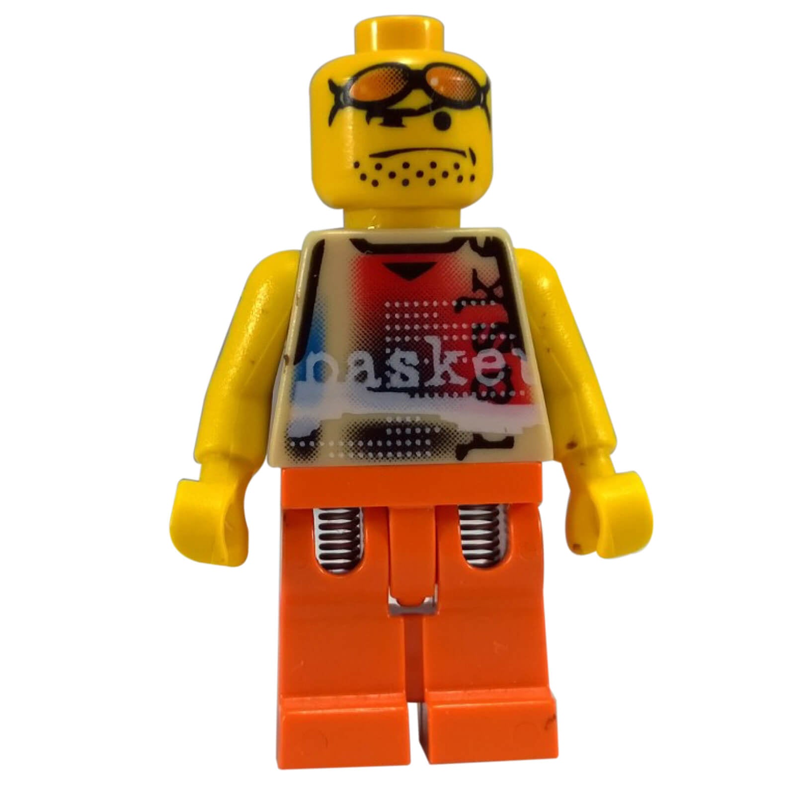 LEGO basketball player minifigure white torso orange legs goggles nba033