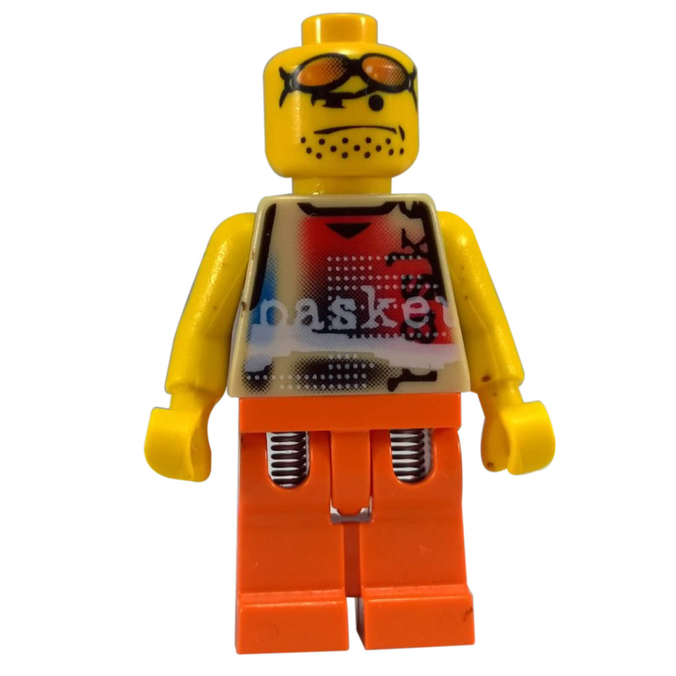 LEGO basketball player minifigure white torso orange legs goggles nba033