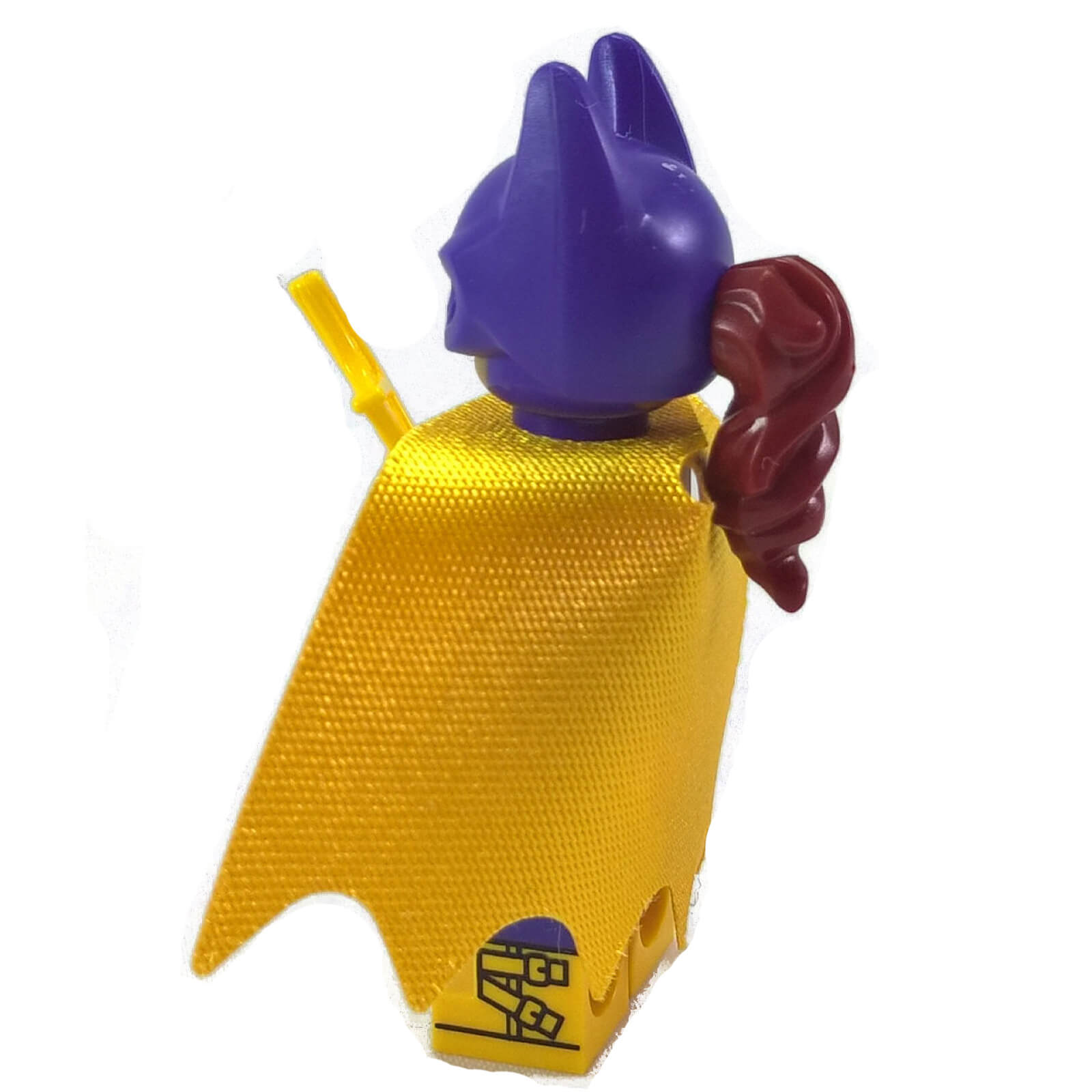 LEGO Batgirl minifigure sh0305, rear view showing yellow cape and red hair