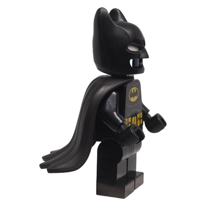 LEGO Batman sh1115 black Batsuit minifigure right side view with cowl and cape