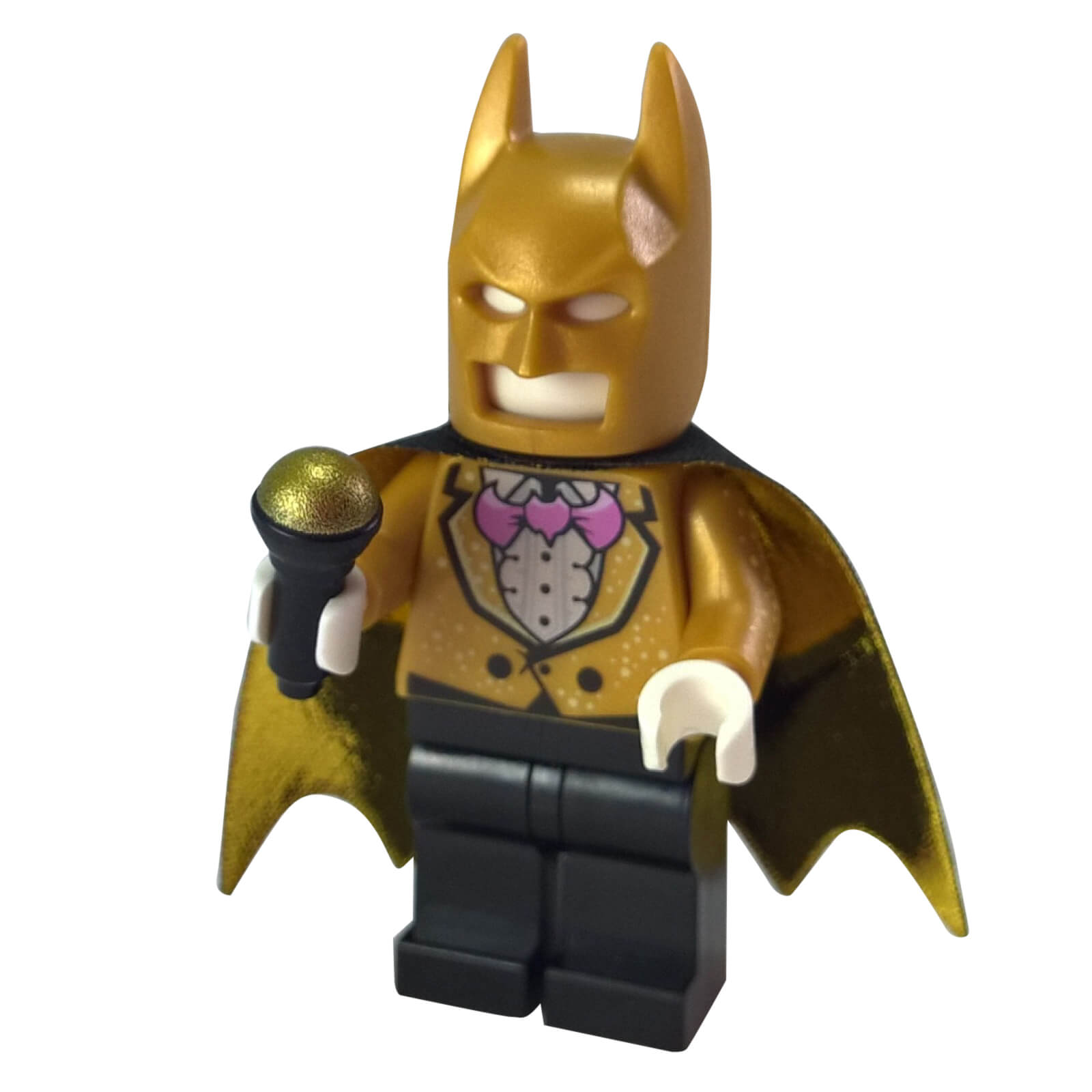 LEGO Batman minifigure gold tuxedo microphone gold cape sh0310
