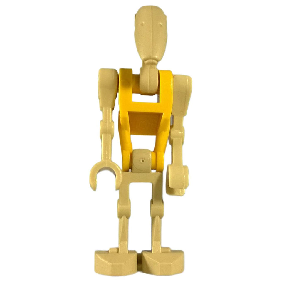 LEGO Star Wars Battle Droid Commander minifigure (sw0184) with a distinctive yellow torso and one bent arm.