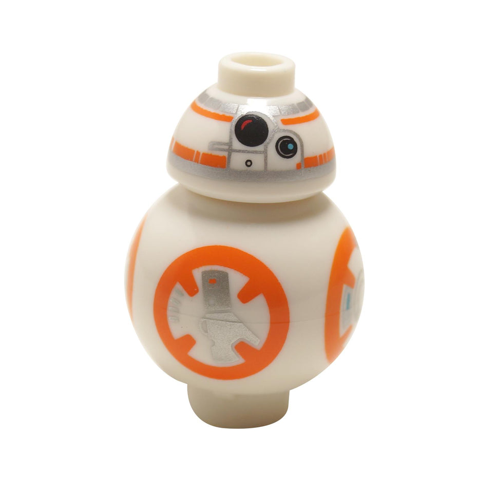 LEGO BB-8 Star Wars minifigure, front view with orange and silver details.