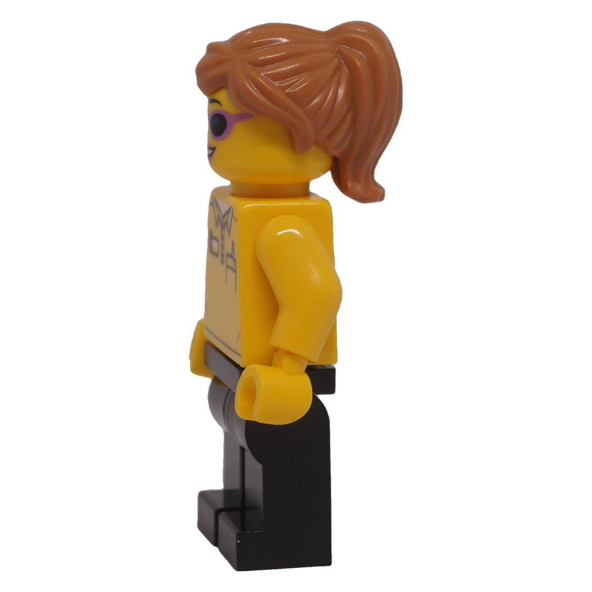 LEGO® Store Employee female minifigure bdp055 left-side view showing ponytail hair and employee uniform