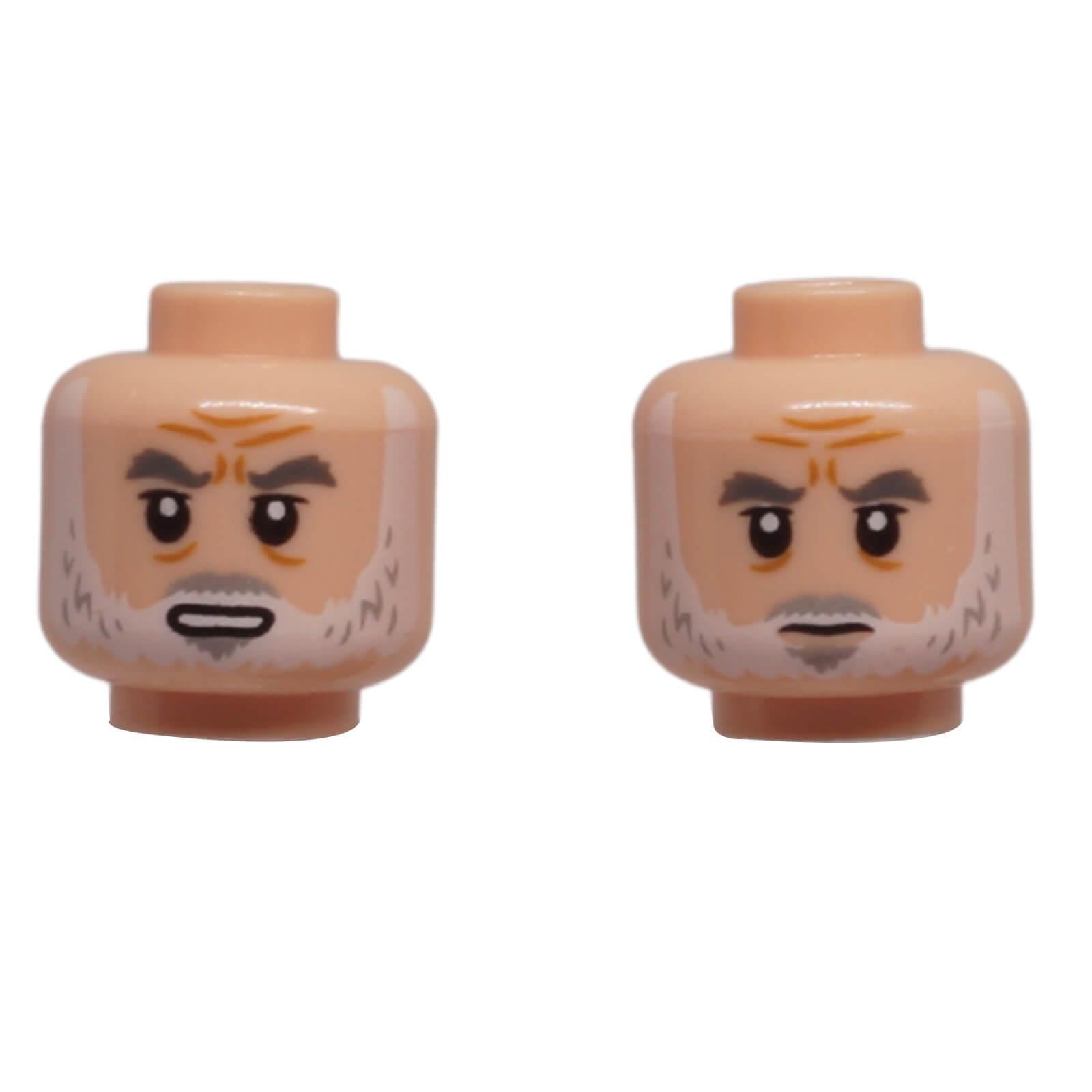 LEGO dual-sided minifigure head with full beard and stern expression 3626pb2728
