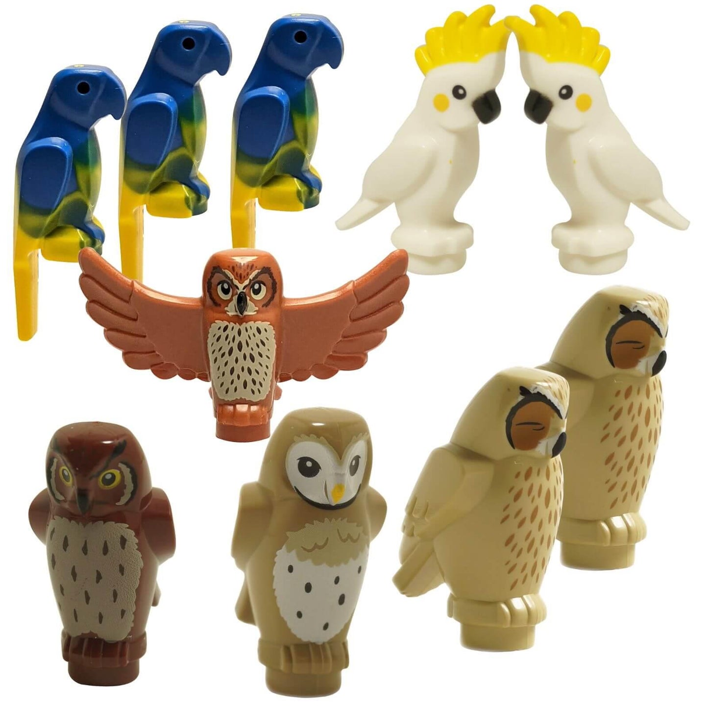 LEGO bird animal lot with owls parrots cockatoos and wildlife figures