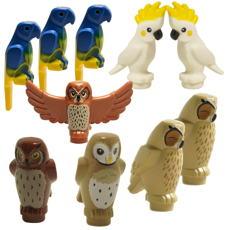LEGO bird animal lot with owls parrots cockatoos and wildlife figures