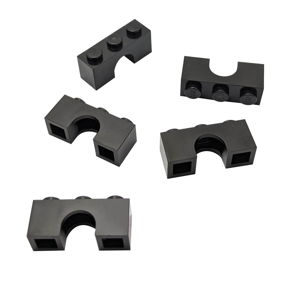Black arch 1 x 3 brick part 4490 with curved opening for LEGO® building structures and details
