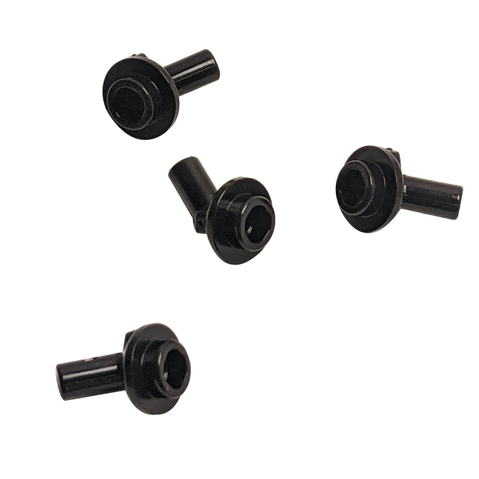 Black bar 1L with angled hollow stud for clip connections, small mounts, and compact build attachments
